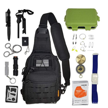 Emergency Camping Tactical Survival Kit with Sling Bag ,Crossbody Sling Bag with EDC Gear Tools Fishing tools